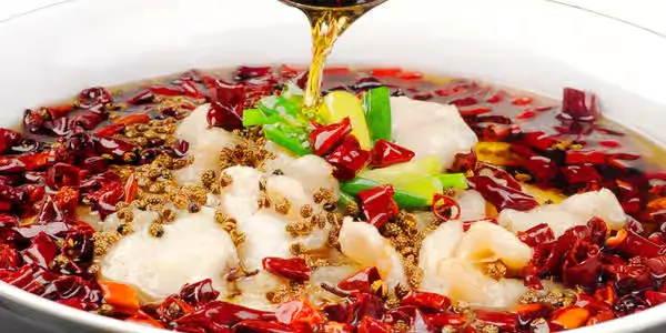 Spicy Sichuan Boiled Fish at Mei's Foodie Hub Asian Restaurant in Andrews